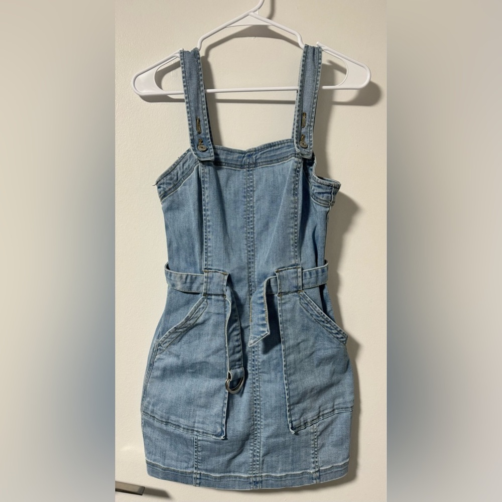 American Eagle Denim Overall Belted Dress